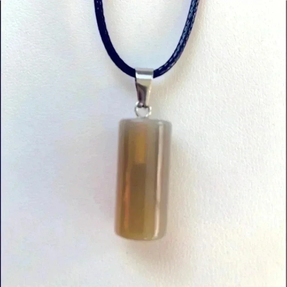 Handmade Smoky Quartz Cylinder Stone Necklace NWT